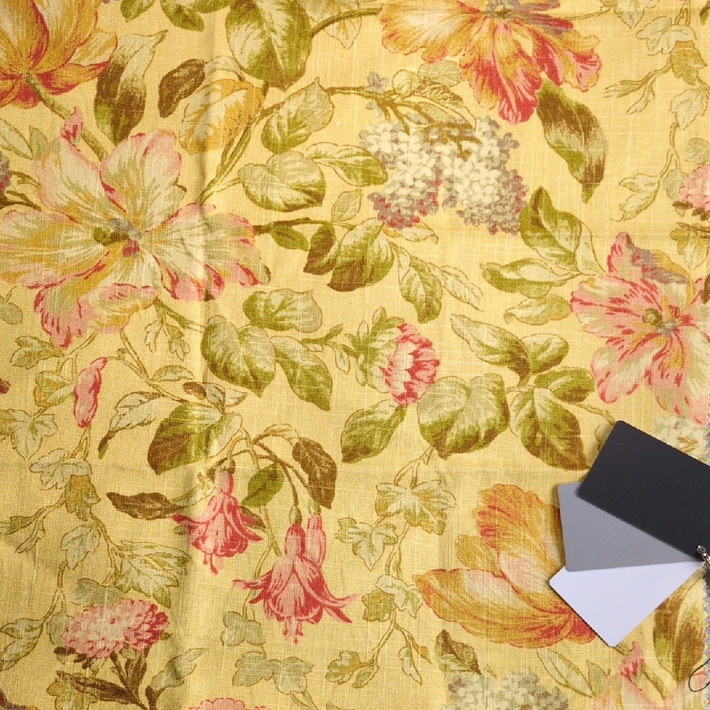 Crown Sunflower Yellow Floral Linen Blend Fabric